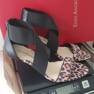 nwob women's  5 enzo angiolini leopard pump shoes